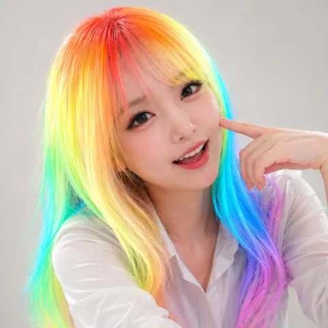 Rainbow Hair Nine Expression Grid