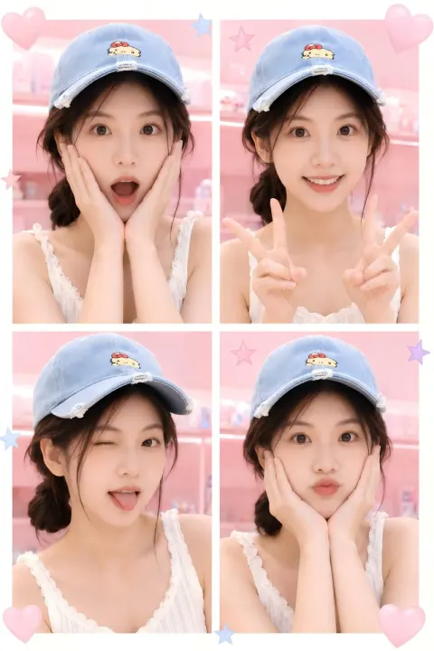 Cute Kawaii Four-Photo Collage