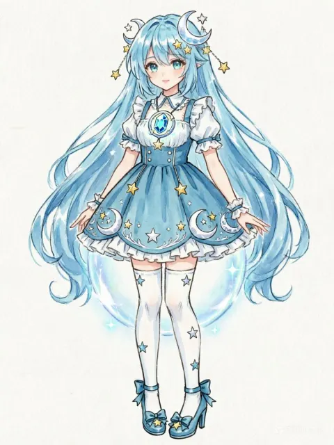 Celestial Magical Girl Character Design Sheet