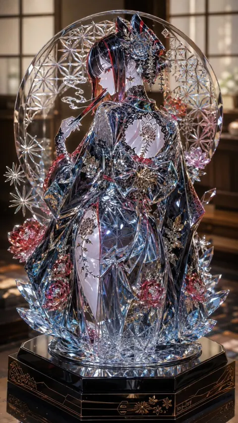 Edo Kiriko Glass Sculpture Maiden