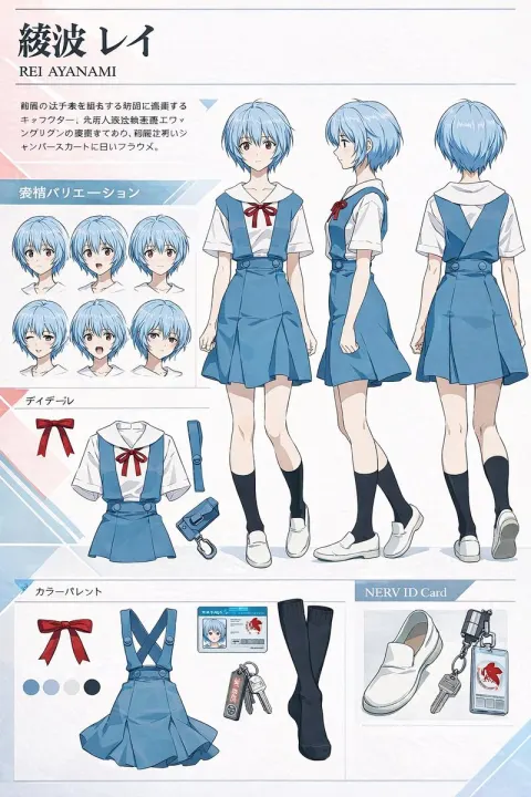 Rei Ayanami Character Reference Sheet