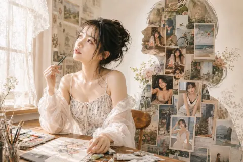 Dreamy Sunlit Art Studio Portrait