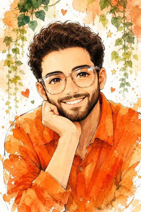 Watercolor Anime Boy Portrait Art