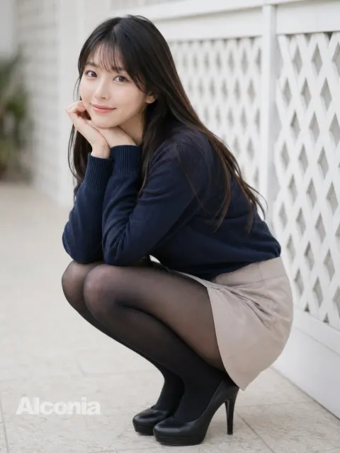Outdoor Fashion Crouching Portrait