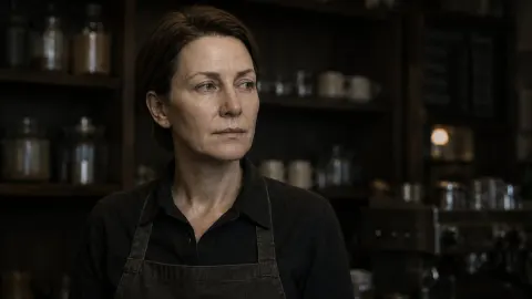Cinematic Barista Portrait In Rustic Cafe