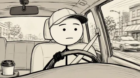 Awkward Stick-Figure Commute Drive