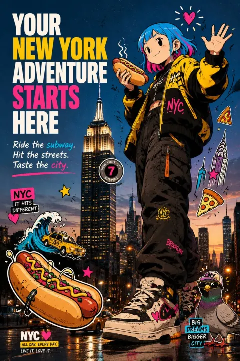 NYC Anime Travel Poster