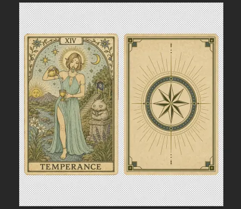 Vintage Tarot Card Front & Back