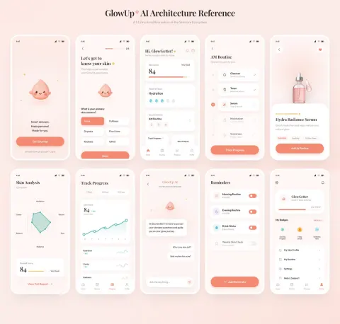GlowUp Skincare App UI Showcase