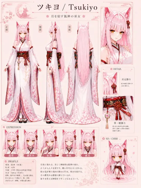 Moon Fox Shrine Maiden Reference