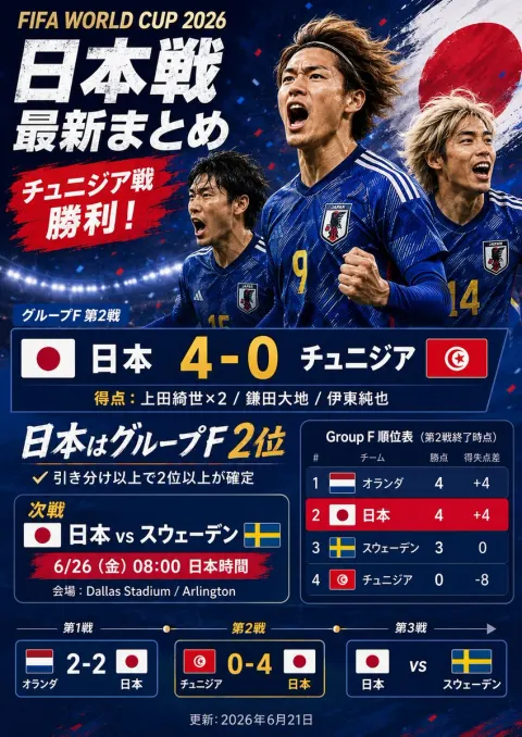 Japan 4-0 Tunisia Match Poster