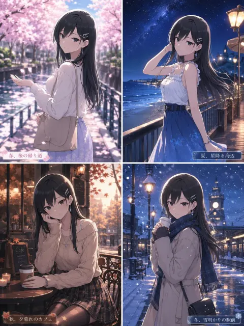 Four Seasons Anime Romance Collage