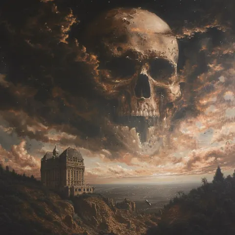 Overlook Hotel Beneath a Skull-Shaped Sky