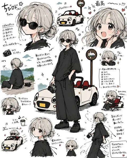 Anime Character Collage Doodle