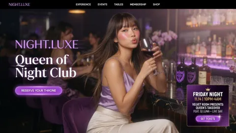 Luxury Nightclub Website Hero Mockup
