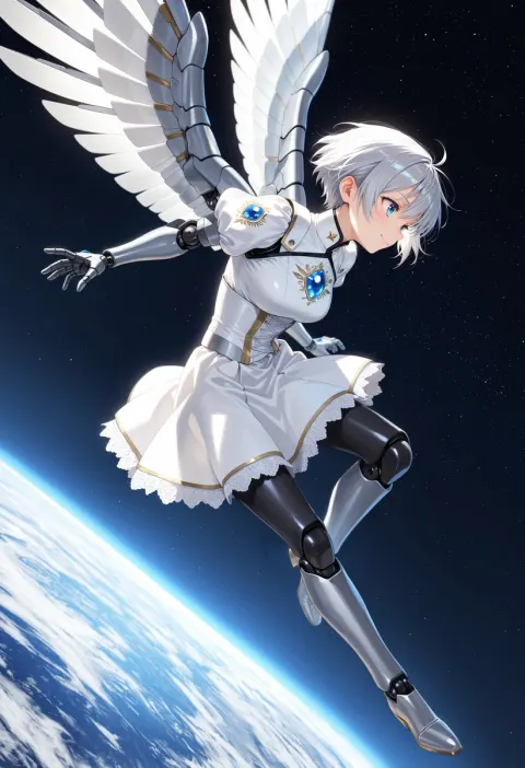 Celestial Mecha Angel in Orbit