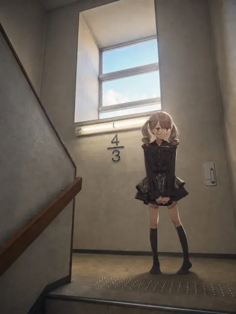 Anime Girl Stairwell Composite