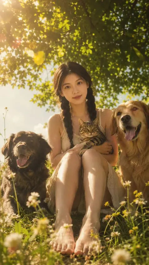 Golden Hour Portrait With Pets