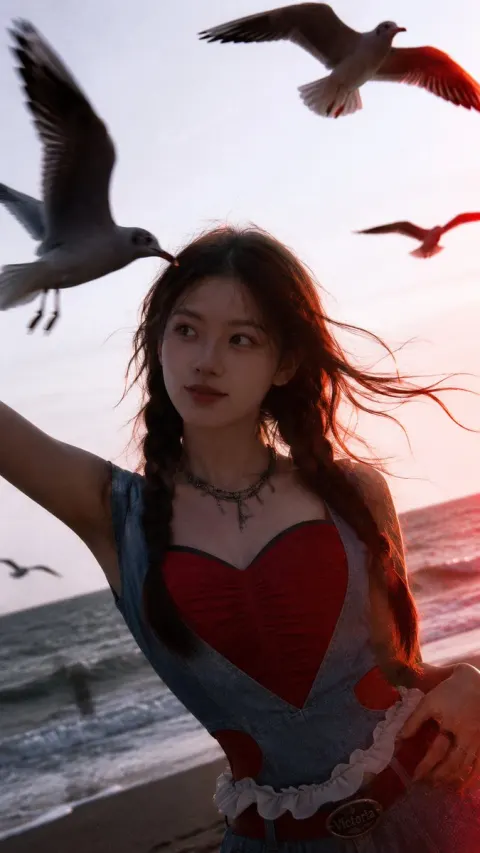 Cinematic Seaside Sunset Backlit Portrait