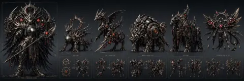 Dark Fantasy Mecha Concept Sheet