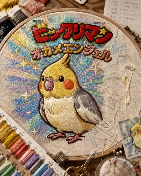 Cockatiel Holographic Embroidery Sticker