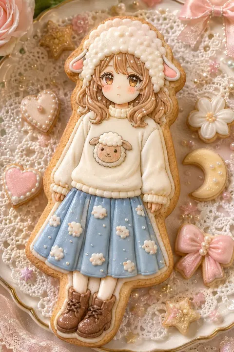 Cute Sheep Icing Cookie Art