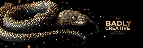 Badly Creative Golden Spike Typography With Halftone Snake