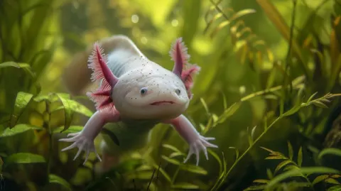 National Geographic Style Axolotl in Natural Habitat