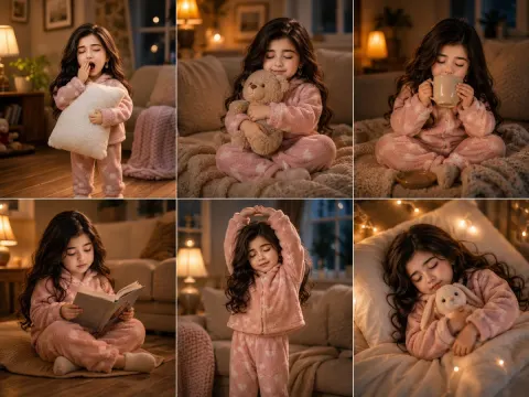 Cozy Weekend Bedtime Routine Collage