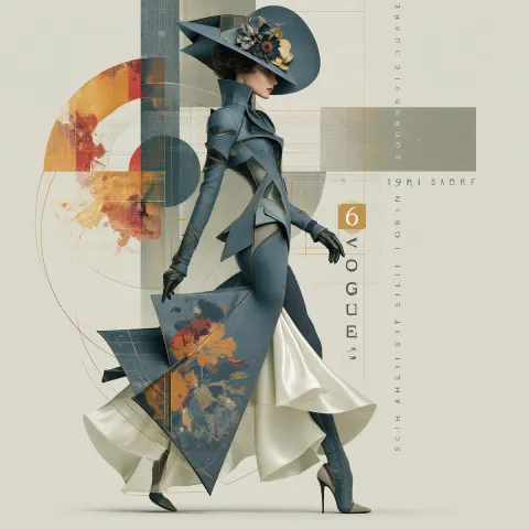 Vintage Futuristic Couture Fashion Illustration