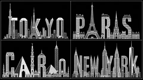 City Letter Skyline Typography Art