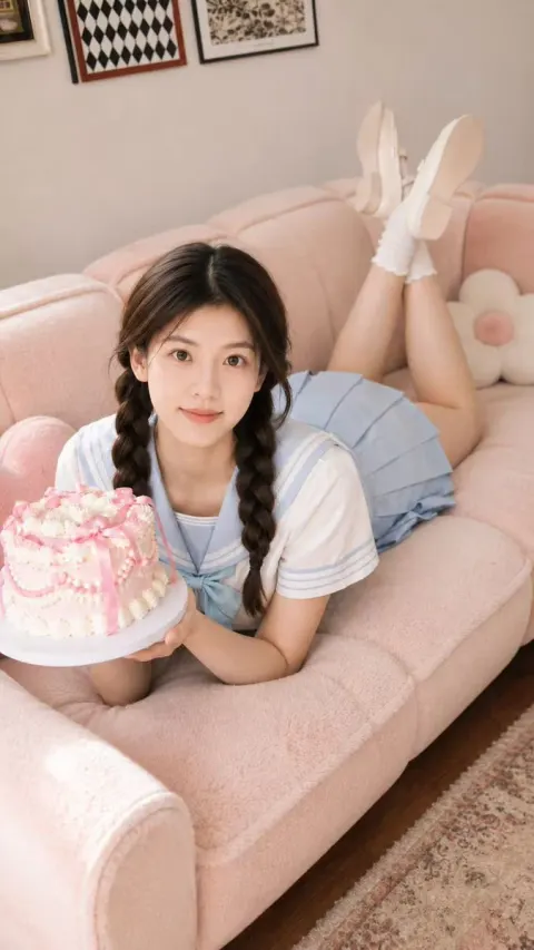 Pastel JK Girl With Cream Cake