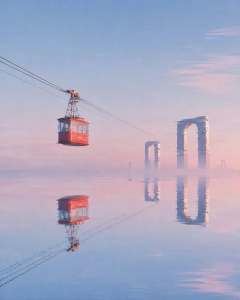 Dawn Cable Car Mirror Ruins