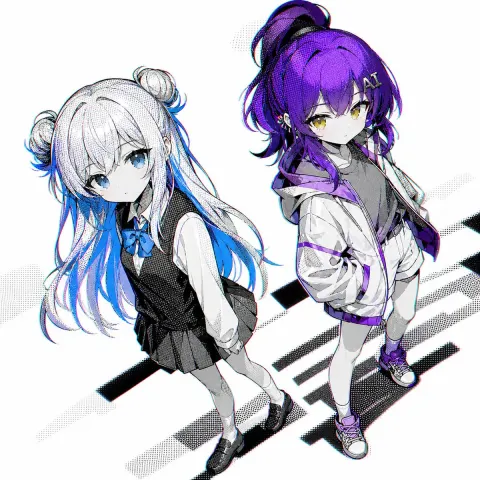 Silver & Purple Anime Duo
