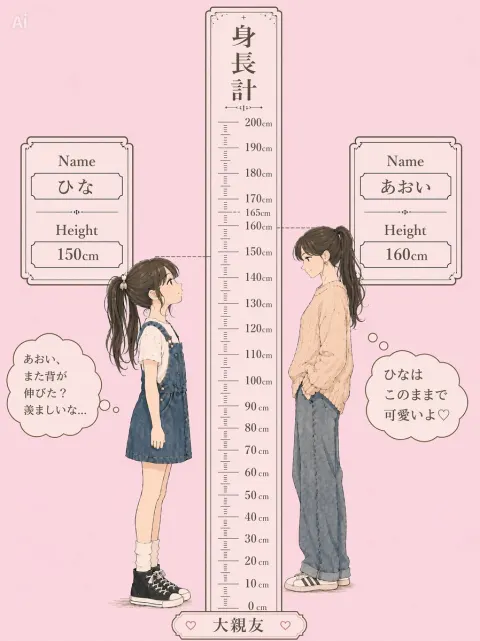 Best Friends Height Comparison Art