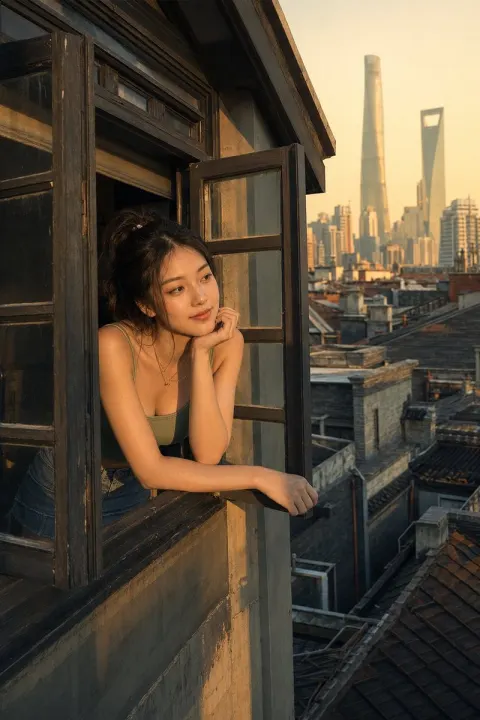 Shanghai Girl Leaning on Window
