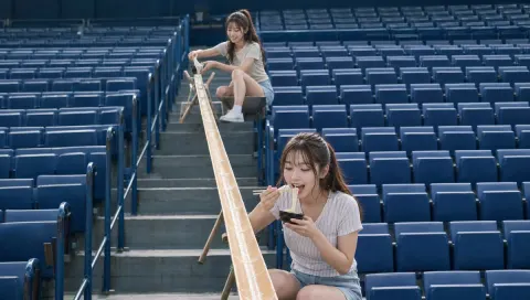 Twins Stadium Noodle Slide Fun