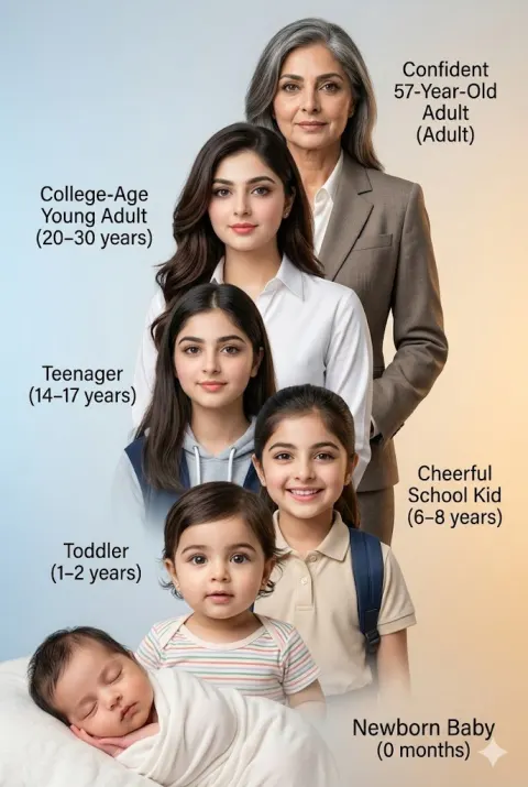 Life Ages Vertical Composite Portrait