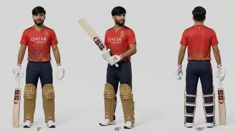 Realistic Cricket Player Character Design Sheet