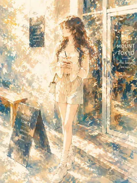 Sunlit Cafe Girl Dream