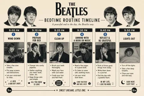 Beatles Style Bedtime Routine Timeline