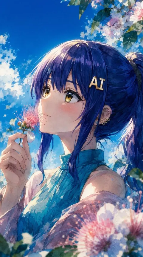 Summer Watercolor Anime Portrait