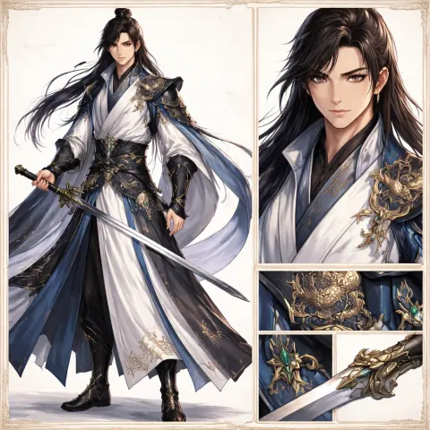 Elegant Wuxia Swordsman Character Design
