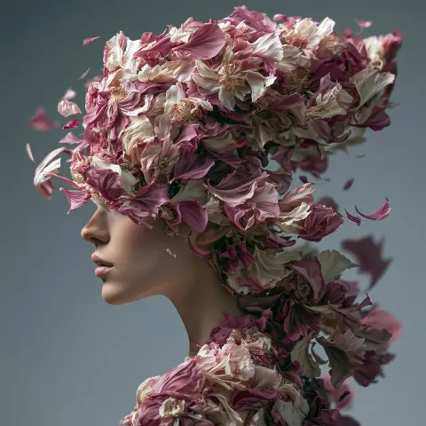Floral Petal Fashion Portrait Art