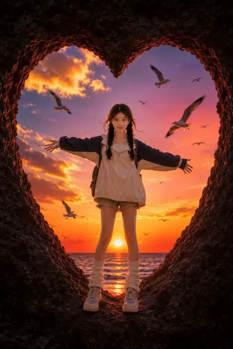 Heart Cave Sunset Portrait