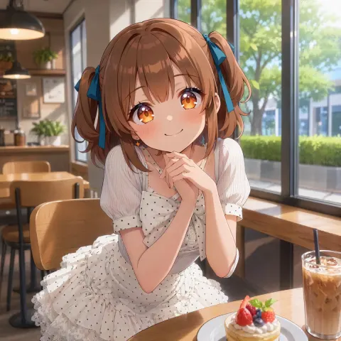 Sunlit Cafe Anime Girl