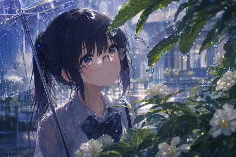 Anime Girl in the Rain