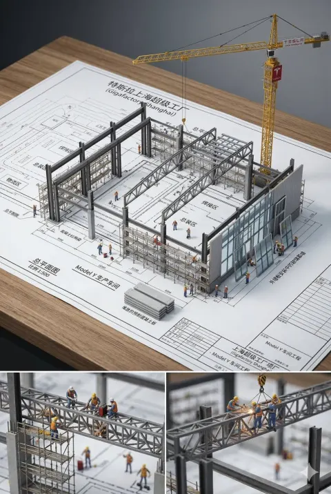Hyperrealistic 3D Blueprint Diorama