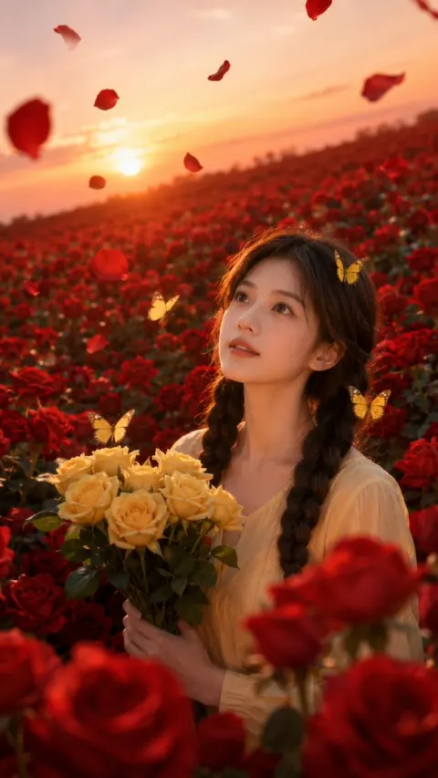 Sunset Rose Field Portrait