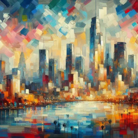 LA Skyline Abstract Mashup of Modern Master Painters
